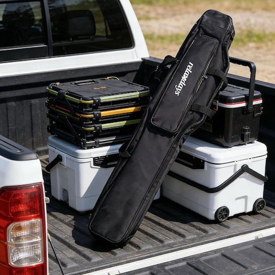 Relaxdays Large Fishing Rod Bag with 3 Compartments 2 Pockets 150 cm Black 10052409_8150