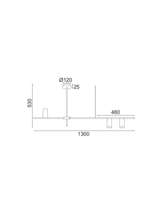 Aca Aristo Ceiling Mount Light 130cm Gold with Socket GU10