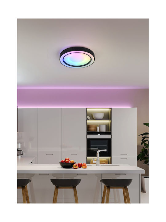Trio Lighting Arco Ceiling Mount Light Black with Integrated LED and Remote Control