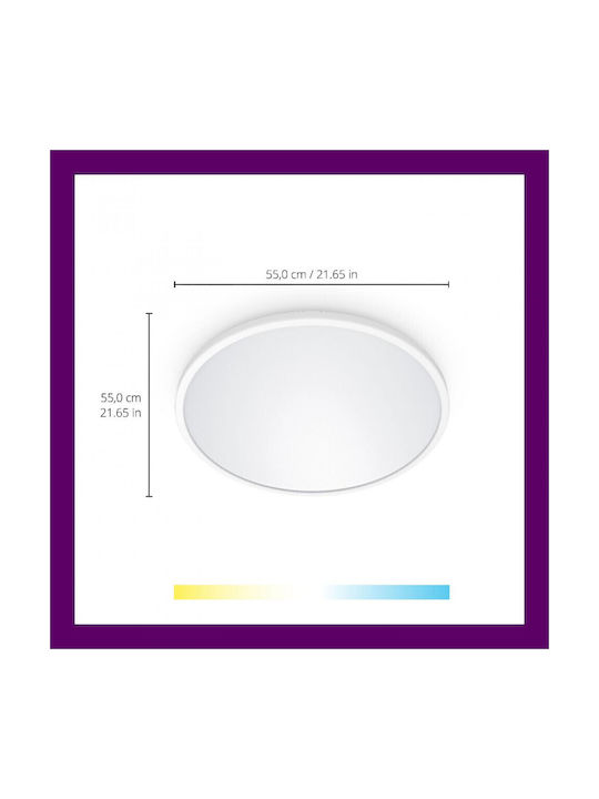 WiZ Smart Deckenleuchte 55cm Weiß mit Integrierter LED und Fernbedienung