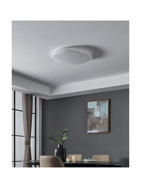 Eglo Sileras Smart Ceiling Mount Light 60cm White with Integrated LED and Remote Control