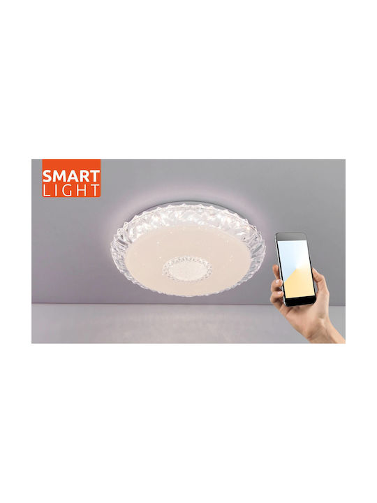Globo Lighting Eddie Таванно осветление 50бр Бяла с Вграден LED и Дистанционно Управление