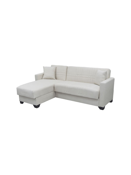 Stashio Colțar Canapea Pat cu Unghi Reversibil și Spațiu de Depozitare Crem 202x143x84εκ.