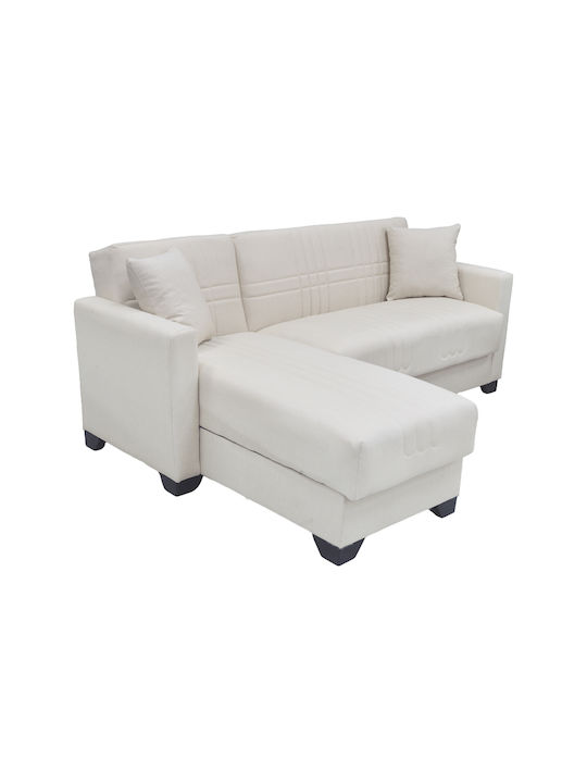 Stashio Colțar Canapea Pat cu Unghi Reversibil și Spațiu de Depozitare Crem 202x143x84εκ.