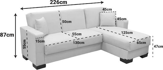 Dumma Ecke Sofa mit Bett mit Umkehrbarer Winkel & Stauraum Beige 226x146x86cm