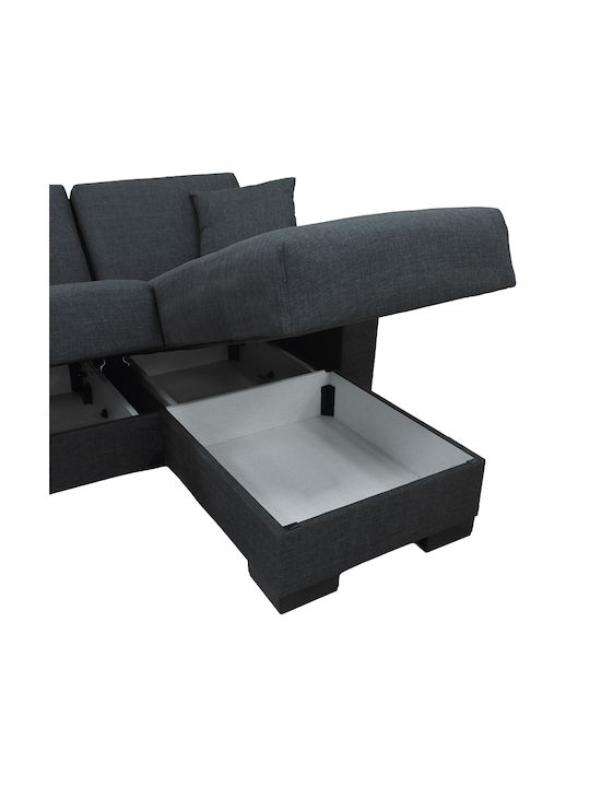 Dumma Corner Sofa Bed with Reversible Corner & Storage Space Anthracite 226x146x86 cm