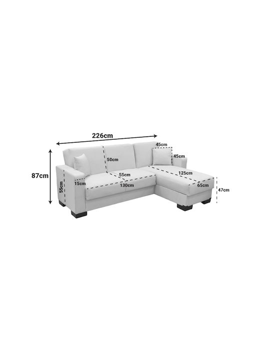 Dumma Corner Sofa Bed with Reversible Corner & Storage Space Anthracite 226x146x86 cm