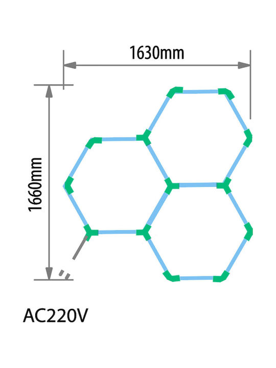 Einparts Παραλληλόγραμμο LED Panel με Ψυχρό Λευκό Φως 6500K 166x163εκ.