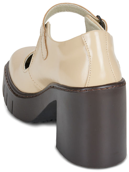Beigen Pumps 1984 Nappa Shinny Champagner