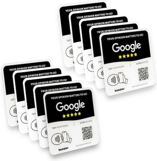 Tap Google Review Plate Tap Instant Reviews Compatible All Phones Reusable Smart Tap Nfc & Qr 12 X 12 Cm Mount Anywhere 3m Adhesive 5-pack