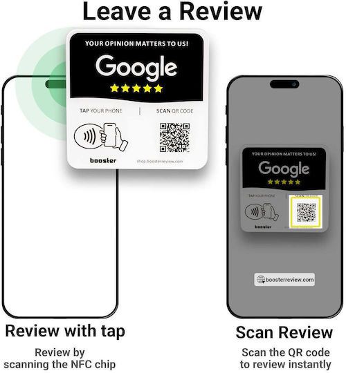 Tap Google Review Plate Tap Instant Reviews Compatible All Phones Reusable Smart Tap Nfc & Qr 12 X 12 Cm Mount Anywhere 3m Adhesive 5-pack