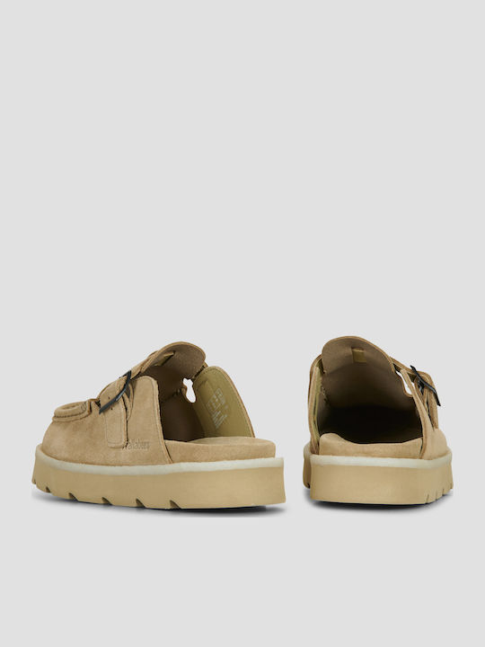 Mules with Heel in Beige Colour