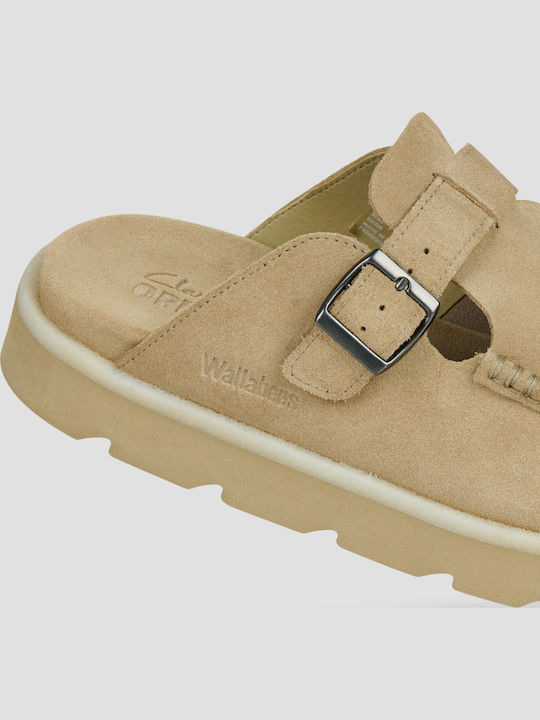 Mules with Heel in Beige Colour