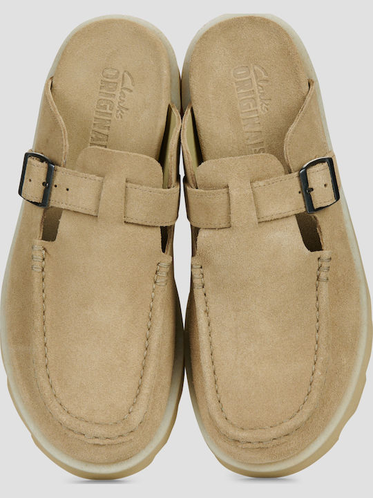 Mules with Heel in Beige Colour