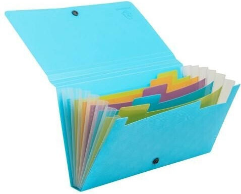 Accordion File Folder Exacompta 26x14cm 7 Positions Button Cyan 55399e