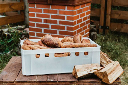 Box E2 Καλάθι Αποθήκευσης Πλαστικό με Καπάκι Λευκό 60x40x20cm