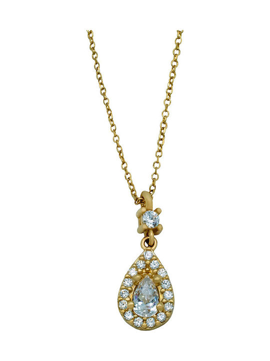 Savvas Design Halskette aus 9K Gold mit Zirkon AKOL01256