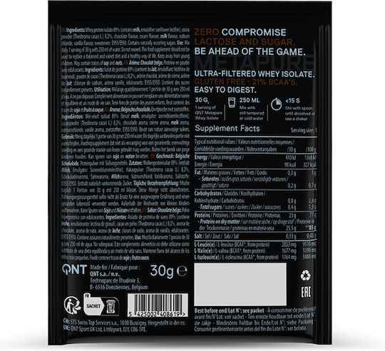 QNT Metapure Zero Carb Whey Isolate Protein Molke mit Geschmack Belgische Schokolade 30gr