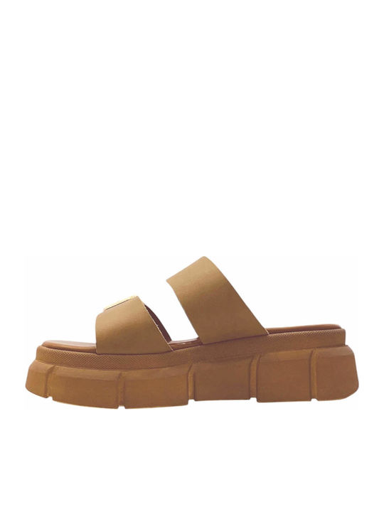Sandale Casual Damă Flatforme Tabac Maro