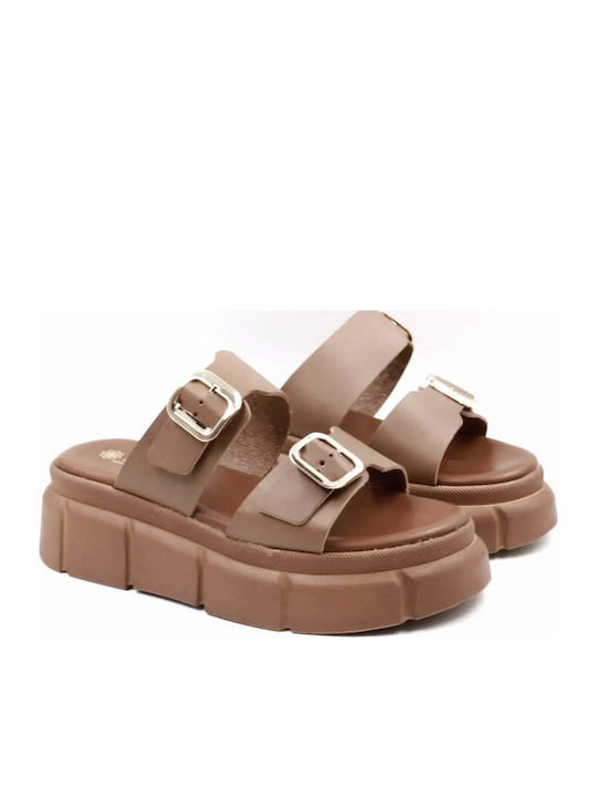 Sandale Casual Damă Flatforme Tabac Maro