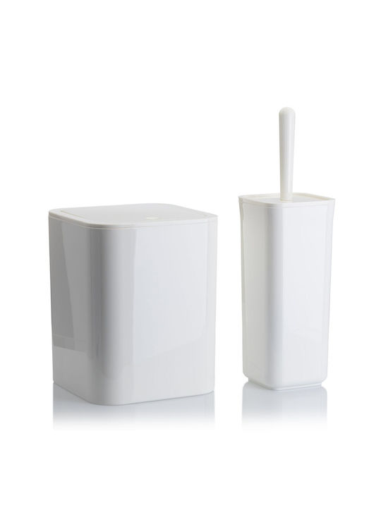 HowHomely Комплект аксесоари за баня Пластмасов Бял 5 бр