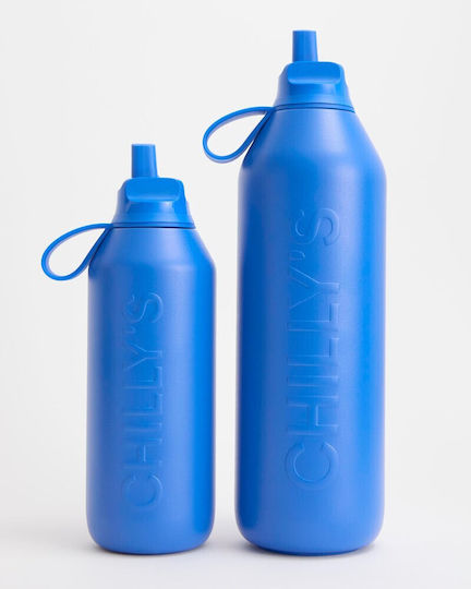 Chilly's Series 3 Flip Бутилка Термос Неръждаема стомана BPA Free 500ml Pacific Blue с Сламка, Мундщук, Примка и Дръжка