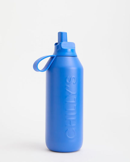 Chilly's Series 3 Flip Бутилка Термос Неръждаема стомана BPA Free 500ml Pacific Blue с Сламка, Мундщук, Примка и Дръжка