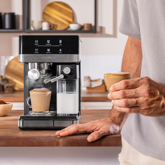 Cecotec Power Espresso 20 Touch & Cream Μηχανή Espresso 1350W Πίεσης 20bar για Cappuccino Μαύρη 111060