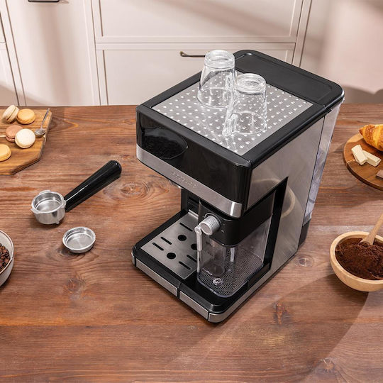 Cecotec Power Espresso 20 Touch & Cream Μηχανή Espresso 1350W Πίεσης 20bar για Cappuccino Μαύρη 111060
