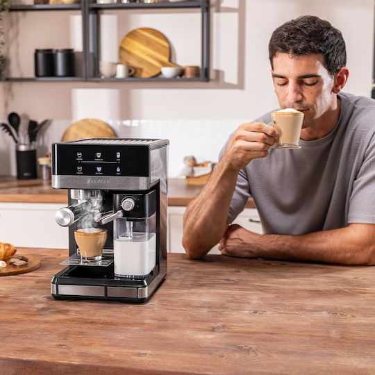 Cecotec Power Espresso 20 Touch & Cream Μηχανή Espresso 1350W Πίεσης 20bar για Cappuccino Μαύρη 111060