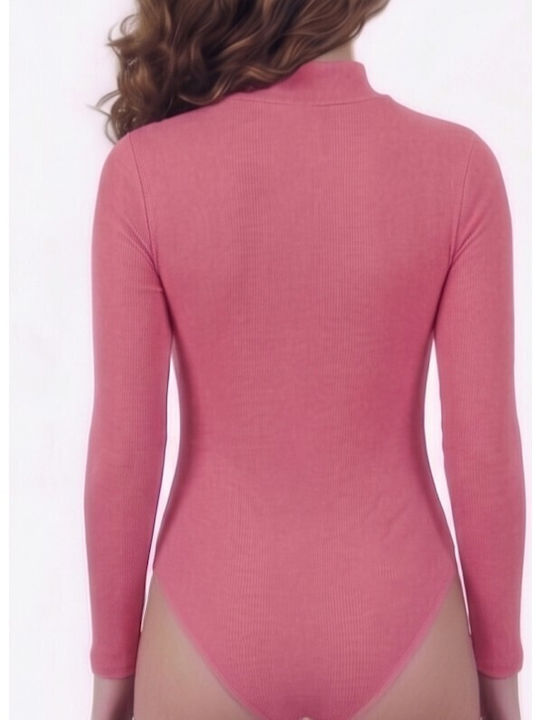 Damen-Bodysuit Mit Rollkragen Rosa 1113r
