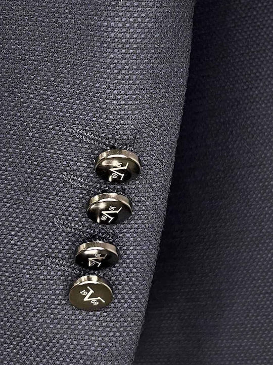Herrenanzug Mit Weste mit Schlanke Passform Navy 07.37.DOMENICO-Blau