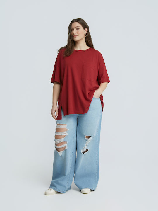 Bluza Damă Oversized Tricou Burgundy 0039.1557.NETTO-bordeaux