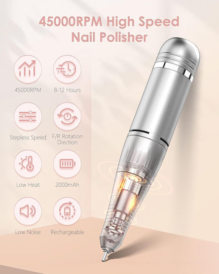 Battery Nail Drill with 45000 Rounds per Minute
