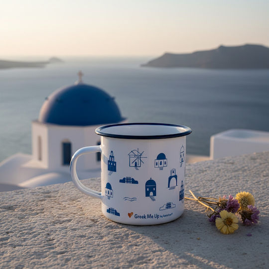 Greek Me Up Churches Enamel White Mug 360ml