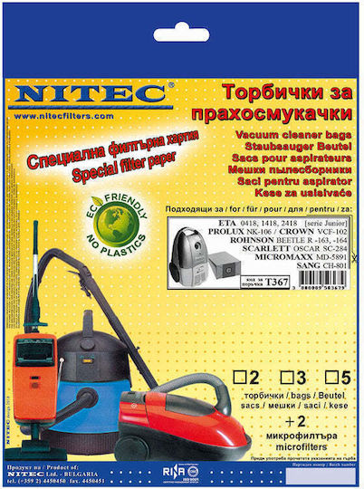 Nitec Торбички за прахосмукачка 5 бр Съвместими с Прахосмукачка Eta / Rohnson