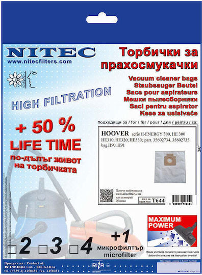 Nitec Торбички за прахосмукачка 3 бр Съвместими с Прахосмукачка Hoover