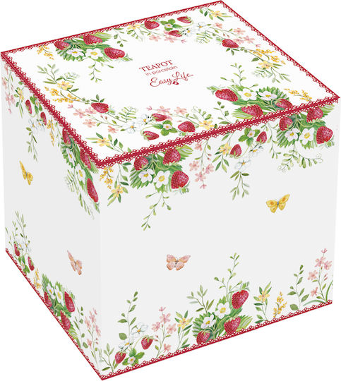 Easy-Life Jardin Des Fraises Porcelain Teapot 900ml