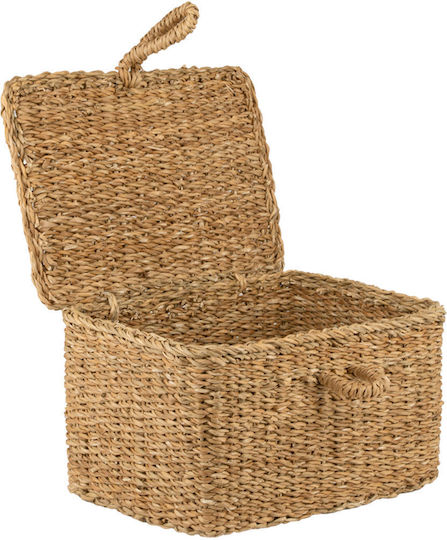Estia Nerina Coș de Depozitare Din Paie cu Capac Bej 30x20x15cm