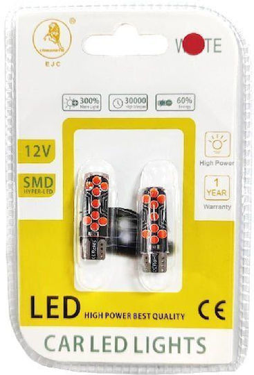 EJC Autolampen T10 LED Rote 12V 2Stück