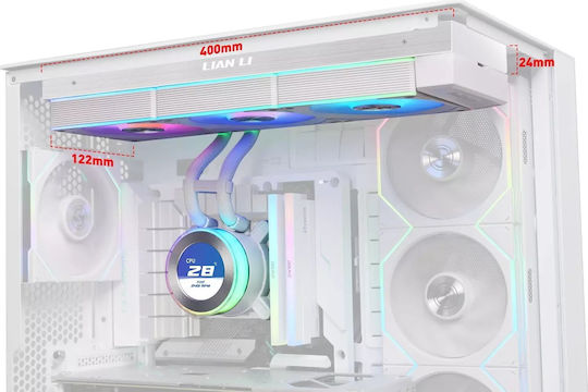 Lian Li Hydroshift II LCD-C 360CL Охлаждане AIO CPU с 3 Вентилатора 120mm и ARGB Осветление Бял