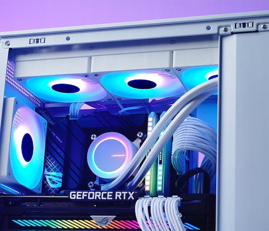 Jonsbo TG-360 Охлаждане AIO CPU с 3 Вентилатора 120mm и ARGB Осветление Бял