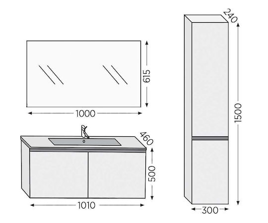 Furnibath 5201045 Πάγκος με Νιπτήρα & Καθρέπτη Μ101xΒ46xΥ50cm Walnut