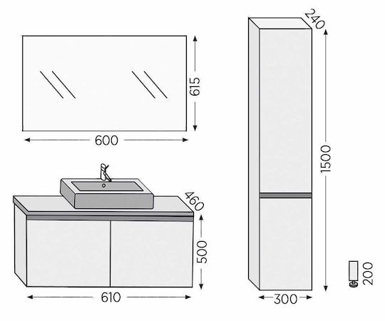 Furnibath Badezimmer Waschtisch-Einheit Mit Waschbecken & Mit Spiegel M61xB46xH50cm Walnuss Furnibath Badezimmer Waschtisch-Einheit Mit Waschbecken & Mit Spiegel M61xB46xH50cm Walnuss