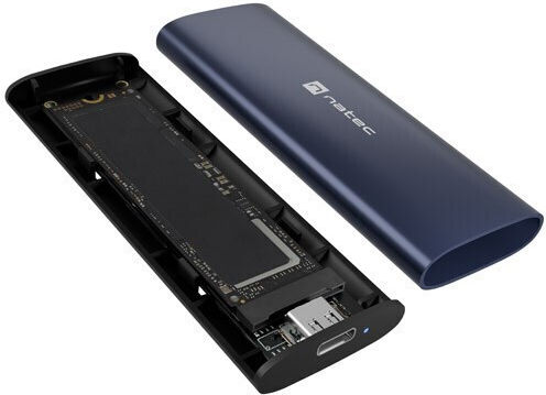 Natec Rhino Carcasă pentru Hard Disk M.2 SATA III NVME cu Conexiune Type-C în Culoare Gri