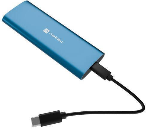 Natec Rhino Festplattengehäuse für M.2 SATA III NVME mit Type-C Konnektivität in Blauer Farbe