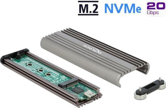 DeLock Θήκη για Σκληρό Δίσκο M.2 PCI Express NVME με σύνδεση Type-C σε Γκρι χρώμα
