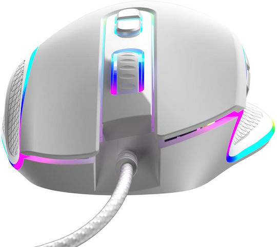 Modecom Mouse de gaming RGB 12800 DPI Alb