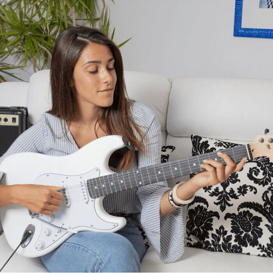 Soundsation Rider GP Set Electric Guitar Stratocaster with SSS Pickup Configuration Vintage White with Case