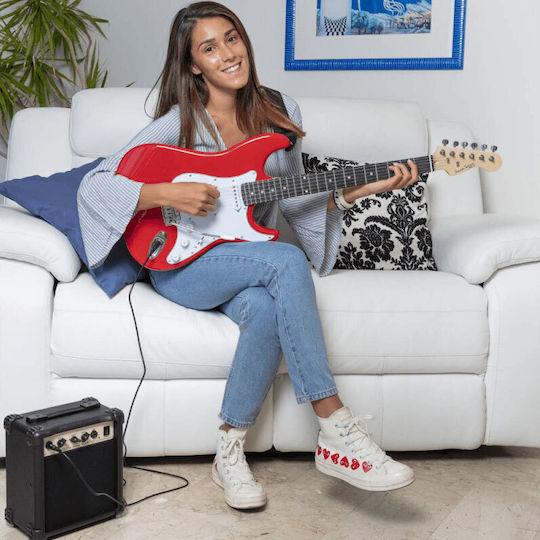 Soundsation Rider GP Set Chitară Electrică Stratocaster cu SSS Configurație Doze Candy Apple Red cu Husă